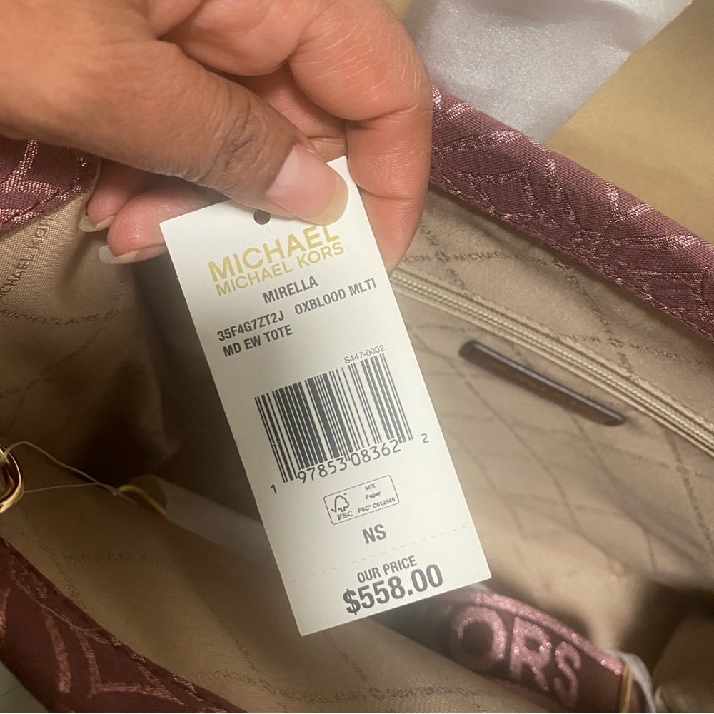 NWT MICHAEL KORS Mirella Large Metallic Logo Jacquard Tote With Matching Wallet - Picture 13 of 15